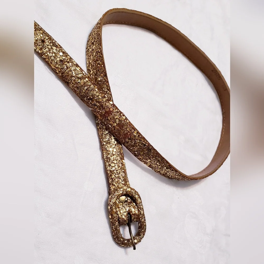Vintage 1972 Gold Glitter Belt-GlamRock - Picture 3 of 4
